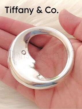 Tiffany & Co. vintage baby moon rattle face Sterling Silver